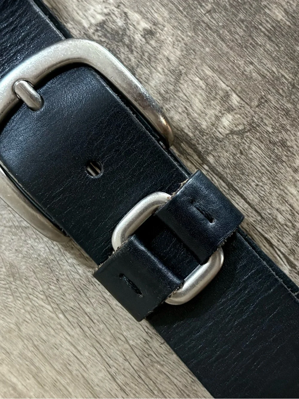 FOSSIL Black Leather SILVER TONE Buckle CASUAL BELT  M
